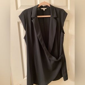 Cabi Black collard blouse  size L great shape wrap front woman’s